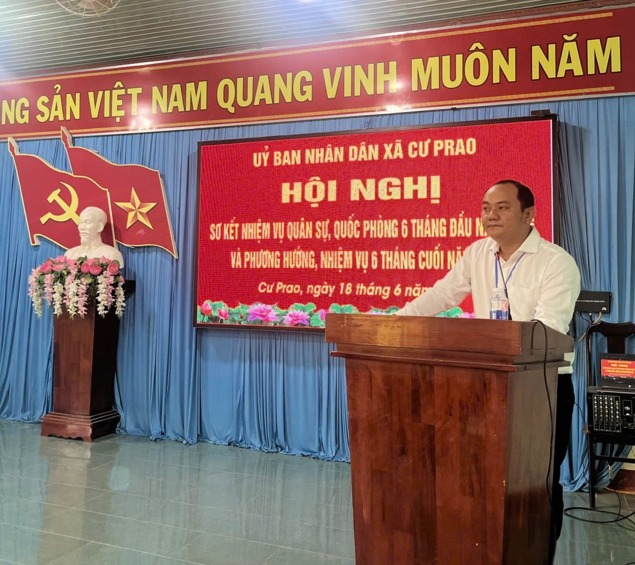 Xã Cư Prao tổ chức Hội nghị sơ kết nhiệm vụ quốc phòng, quân sự địa phương 6 tháng đầu năm 2026