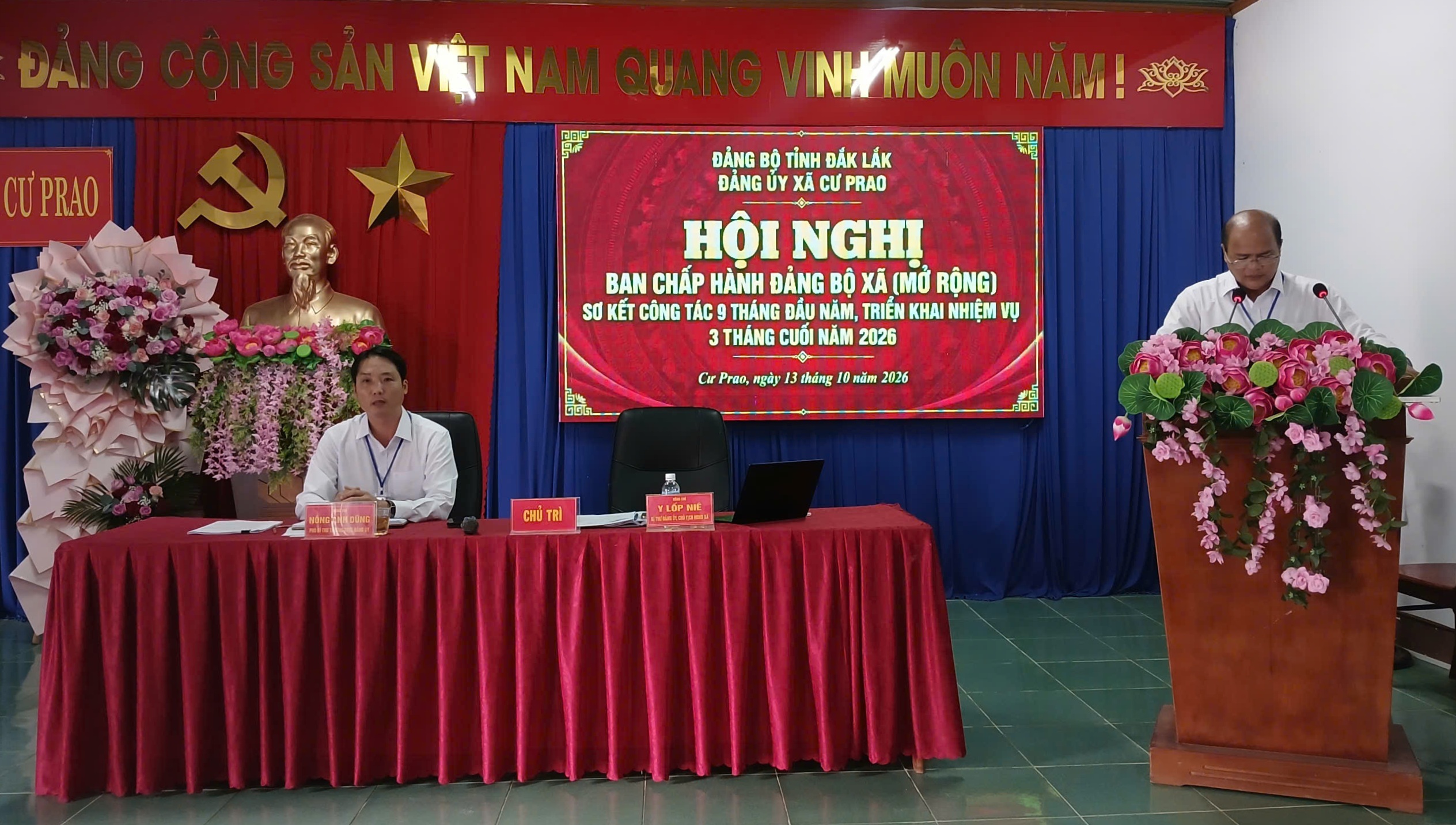 Đảng ủy xã Cư Prao sơ kết công tác 9 tháng, triển khai nhiệm vụ 3 tháng cuối năm 2026