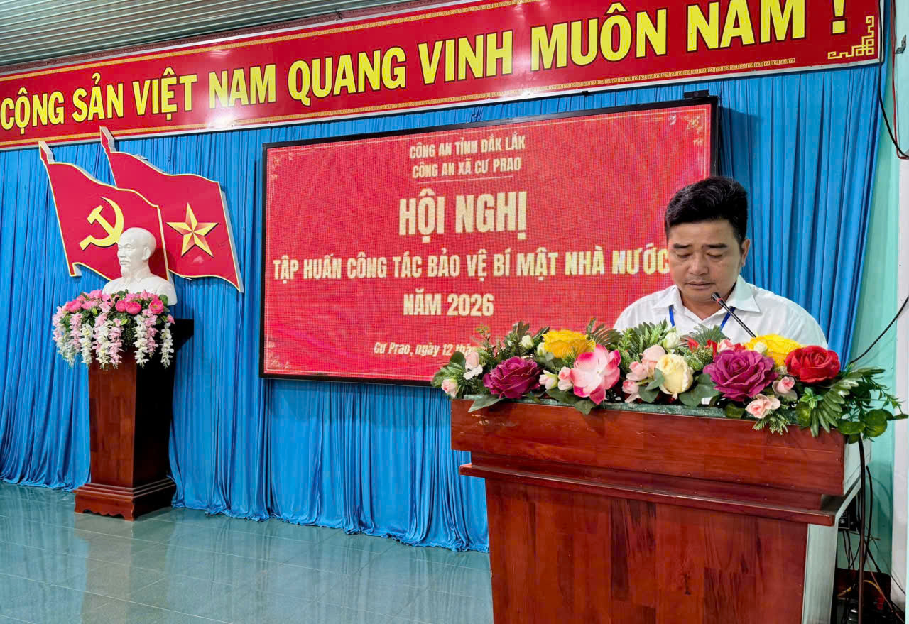 Xã Cư Prao tổ chức Hội nghị tập huấn công tác bảo vệ bí mật nhà nước năm 2026
