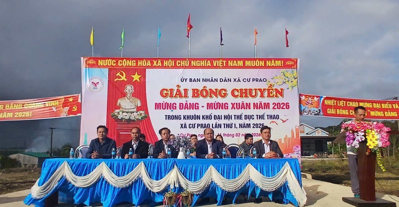 Xã Cư Prao khai mạc Giải bóng chuyền “Mừng Đảng – Mừng Xuân” năm 2026