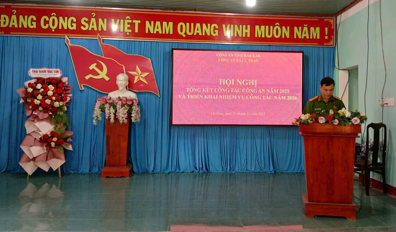 Công an xã Cư Prao tổng kết công tác năm 2025, triển khai nhiệm vụ năm 2026
