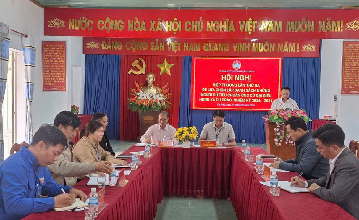 Ủy Ban MTTQ Việt Nam xã Cư Prao tổ chức Hội nghị hiệp thương lần thứ ba lựa chọn người ứng cử đại biểu HĐND xã nhiệm kỳ 2026 – 2031