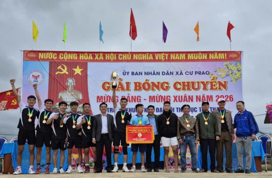 Xã Cư Prao bế mạc Giải bóng chuyền “Mừng Đảng – Mừng Xuân” năm 2026